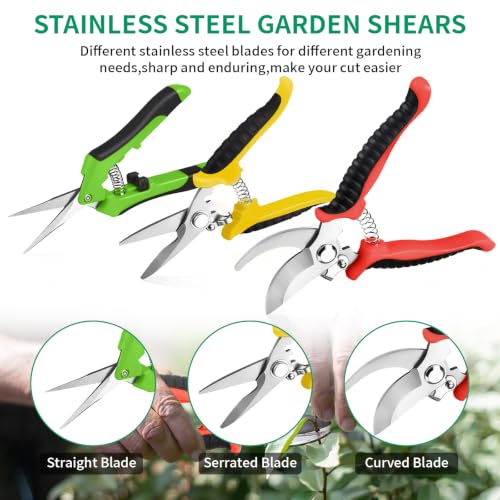 Garden Pruning Shears 3 Pack Gardening Shears Garden Scissors Stainless Steel Plant Flower Scissors Clippers Pruning Shears tijeras de jardinería - color: Red and Black
