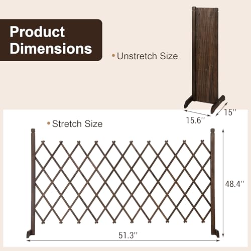 MyGift Expandable Wood Garden Trellis Freestanding Lattice Brown