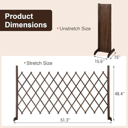 MyGift Expandable Wood Garden Trellis Freestanding Lattice Brown