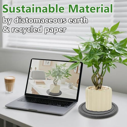 Augshy Plant Saucers, 2 Pack 4 Inch Diatomaceous Earth Instant Dry Tray - size: 4 Inch