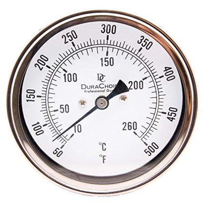 Bimetal Thermometer, 5" Face, 2-1/2" Stem, 50-500°F - size: [2-1/2" Stem, 50-500°F]