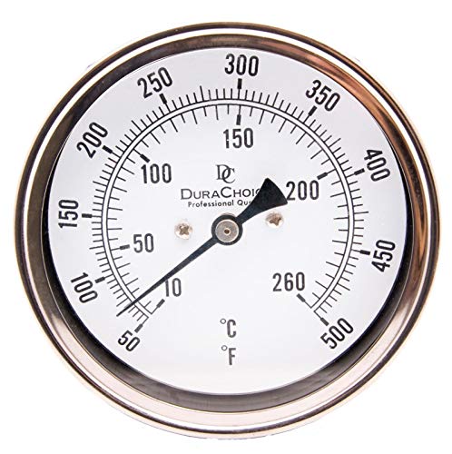 Bimetal Thermometer, 5" Face, 2-1/2" Stem, 50-500°F - size: [2-1/2" Stem, 50-500°F]