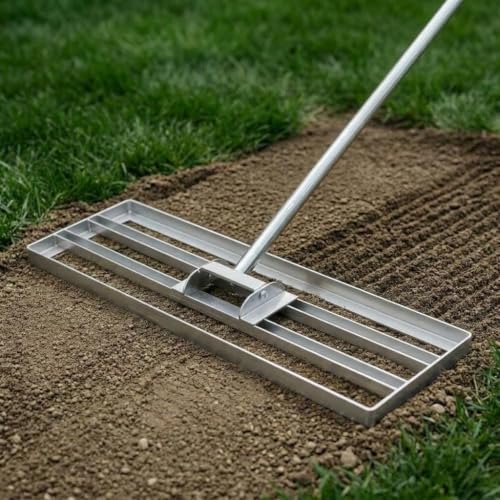Garvee Lawn Leveling Rake, 36" x 10" Level Lawn Tool, Heavy Duty Stainless Steel Lawn Leveler Tool with 6.5 FT Extended Handle, Yard Leveling Rake Suit for Garden, Golf Lawn, Farm - size: 36x10'' 6.5FT