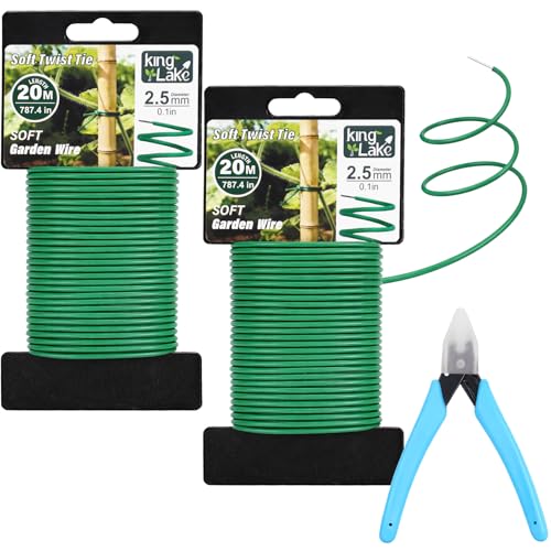 KINGLAKE Green Garden Wire with Pliers - 132 Feet 2.5mm Garden Ties Soft Plant Twist Ties Plant Wire for Climbing Plants Tomatoes Support Vines Vegetables Flowers Indoor & Outdoor Gardening Training - size: 2.5mm x 132ft