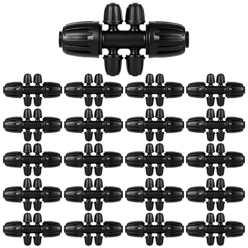 20 Pcs Barbed Tee 6-Way,1/2 to 1/4 Inch Tubing Irrigation Fittings - size: 20 Pcs 1/2 to 1/4 Inch Locked Barbed 6-Way