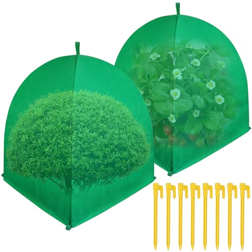 GJL 2 Pack Winter Plant Covers Freeze Protection, 28×28×33 Inch Shrub Tent - size: 28 x 28 x 33 Inches
