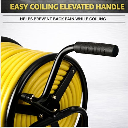 Garden Hose Reel Cart, Heavy Duty Hose Reel with Wheels, Outdoor Water Hose Reel for Backyard, Garden, or Lawn, Metal Hose Carts (400ft Hose Carriage) - size: 400ft Carriage Hose Capacity