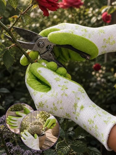 1Pair Nylon Gardening Latex Gloves, Suitable for Women Garden Planting, Digging and Weeding, Multi-purpose Gloves - color: Green