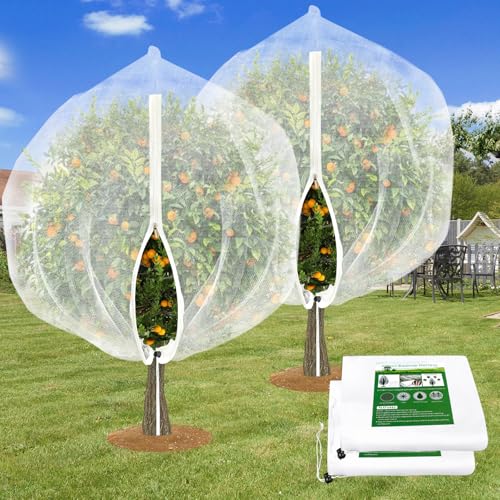 2 Pack Fruit Tree Netting, 6X6FT Insect Bird Netting, Zipper, Drawstring - size: 6*6FT (2Pcs)
