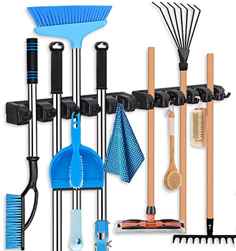 HYRIXDIRECT Broom Hanger Wall Mount, Broom Mop Organizer for Garage - color: Black2