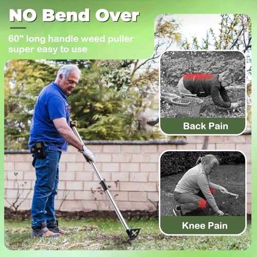 Weed Puller Tool with Long Handle, 60" Garden Weeding Tool