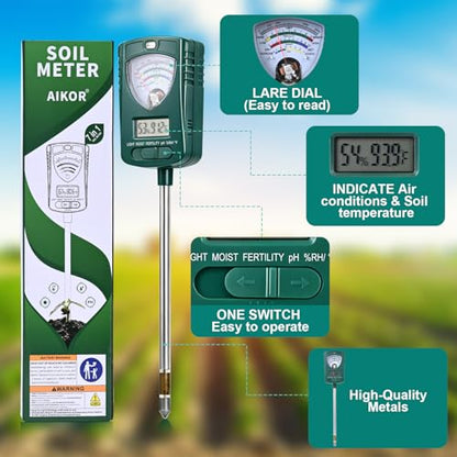 Soil Test Kit,7-in-1 Soil Moisture Meter for Indoor and Outdoor Plants