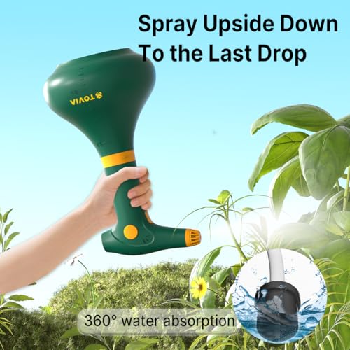 T TOVIA Electric Spray Bottle 1L, Battery Powered Plant Mister, 360 Degree Continuous Sprayer for Cleaning, Green