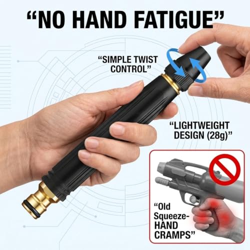 High Pressure Garden Hose Nozzle, 2-Pack Clamp-On Water Sprayer, 3 Modes