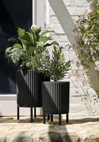 Veradek Demi Series Raised Duo Planters - Set of 2 Planters with Stands - color: Black/Black, size: Bundle - 2 Pack