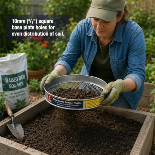 Spear & Jackson Riddle Steel Frame Garden Riddle/Sieve - size: 31.5x31.5x7 cm