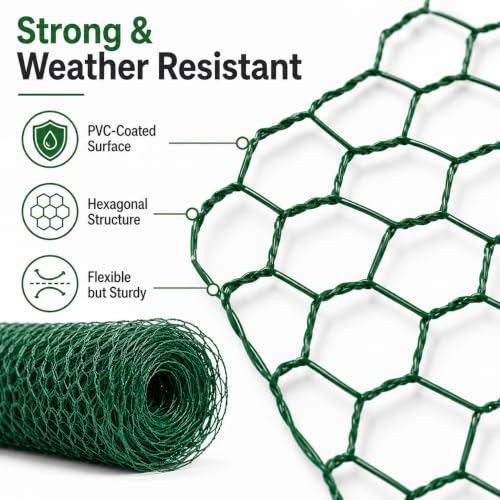 19.6Ft x 16In Plant Protectors from Animals, PVC Coated Wire Mesh