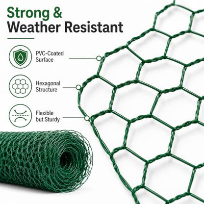 19.6Ft x 16In Plant Protectors from Animals, PVC Coated Wire Mesh