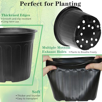 24-Pack 3 Gallon Flexible Plastic Plant Pots with 30Pcs Plant Labels,Thickened Soft Seed Starting Container for Indoor Outdoor Plants, Seedlings, Vegetables, Succulents and Cuttings - size: 3 Gallon