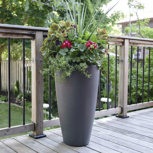 Mayne Inc. Modesto 32in Tall Planter - Graphite Grey - 16in L x 16in W x 32in H - 6 Gallons of Soil Capacity (8880-GRG) - color: Graphite Gray, size: 32 Inch