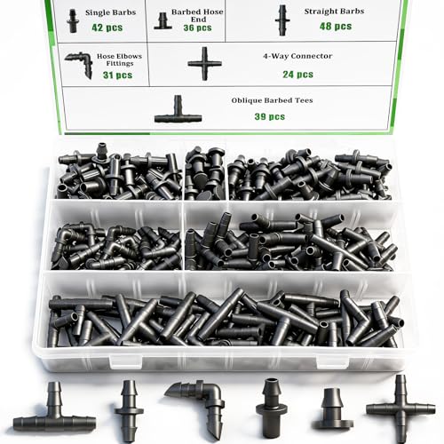 220Pcs Barbed Connectors Irrigation Fittings Kit - size: 220PCS