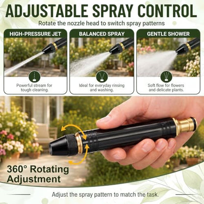 3 Pack High Pressure Water Hose Nozzle with Connector for Us Garden Hoses