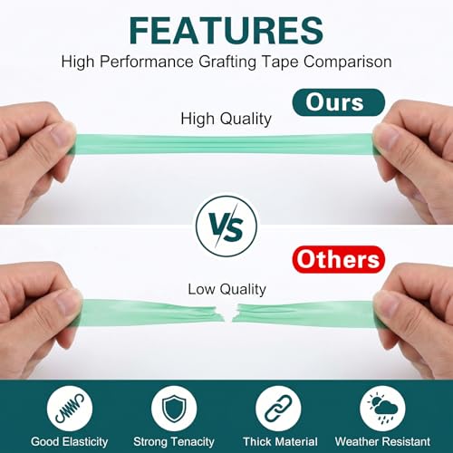 2 Rolls Stretch Tie Tape Garden Tie Tape Thick Plant Ribbon Garden Green Vinyl Stake for Indoor Outdoor Patio Plant Use, 1 Inch Wide by 150 Feet Long