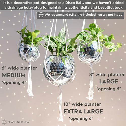 SCANDINORDICA Disco Ball Planter, Value Package, 8-inch Silver - size: 8" Silver