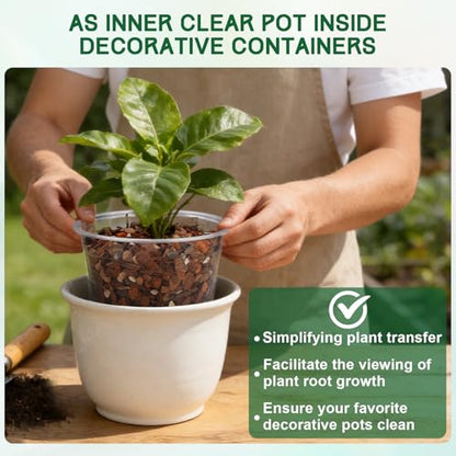 OUPSAUI 35 Pack 4/6/8/10/12 Inch Clear Nursery Pots with Drainage Hole, Clear Large Plastic Pots for Plants, Transparent Variety Seedling Planter for Vegetable Flowers Fruits - size: 35PCS-4+6+8+10+12