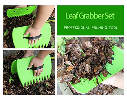 Leaf Grabber Set Paw Handheld Hazelnut Leaf Scoop Fast Lawn Remove Fallen Collection Great Tool Lawn Claw Leaf Blade Used to Pick Up Leaves, Grass Clippings, Trash (Green)