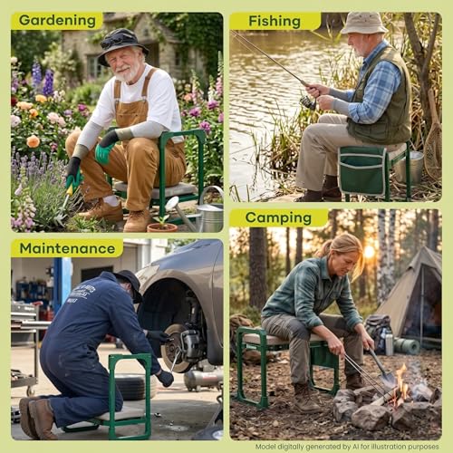 Saker Garden Kneeler and Seat Foldable Gardening Stool with Extendable Legs - size: Basic version