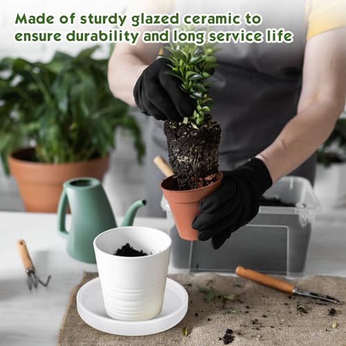 Zubebe 3 Pcs 7 Inch Ceramic Plant Saucers Round Plant Pot Water Trays - size: 7 Inch