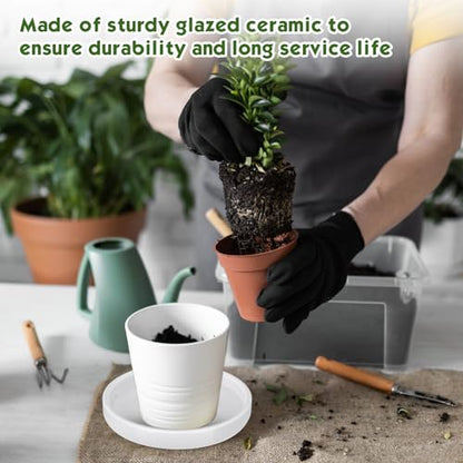 Zubebe 3 Pcs 7 Inch Ceramic Plant Saucers Round Plant Pot Water Trays - size: 7 Inch
