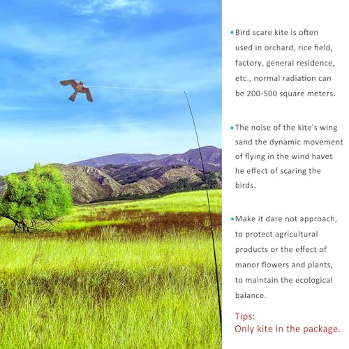 eyijklzo Bird Scarer Hawk Flying Kite Without 13ft Pole-Only Red Kite - style: Red-Only kite