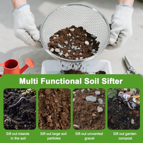 Soil Sieve Garden Sieve, 2PCS Sand Rock Sifter, Soil Sieve Compost Potting Sieve, Soil Sifter Sifting Tool(1/4in, 3/8in) - style: 2PCS(1/4in,3/8in)