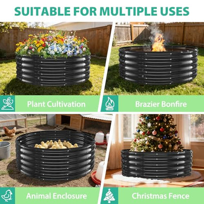 YSEJOMP 17" Tall 48" Diameter Round Raised Garden Bed Kits Outdoor Black - color: Black, size: 48 Dia X 16.5 inches