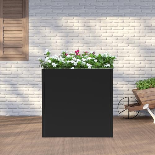 DYNAMI 26x26x26in Black Large Square Planter Box for Outdoor Plants - color: Black, size: 26in