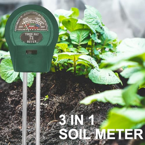 Soil Tester, 3-in-1 Multifunctional Tester. Moisture, Light, Soil Ph Value Detection, Suitable for Lawns, Gardens, Farms, Promote Plants Healthy Growth