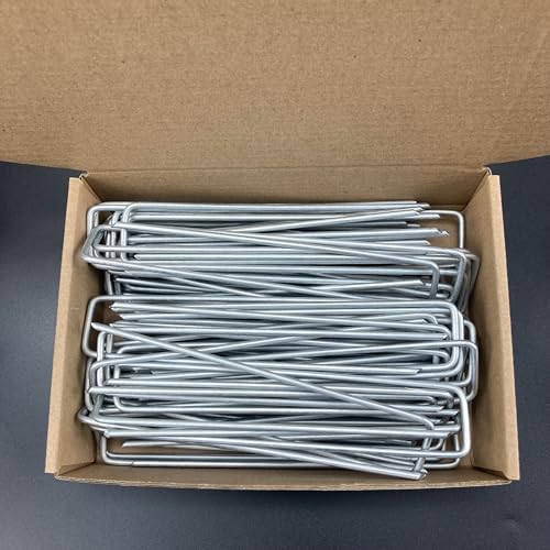 6 Inches Heavy Duty Galvanized Steel Garden Stakes Staples Securing Pegs for Securing Weed Fabric Landscape Fabric Netting Ground Sheets and Fleece, Christmas Decoration, Accessories (10)