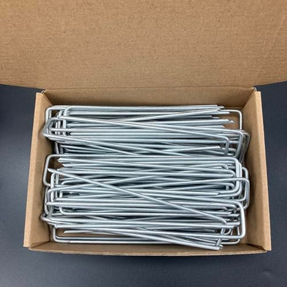 6 Inches Heavy Duty Galvanized Steel Garden Stakes Staples Securing Pegs for Securing Weed Fabric Landscape Fabric Netting Ground Sheets and Fleece, Christmas Decoration, Accessories (10)