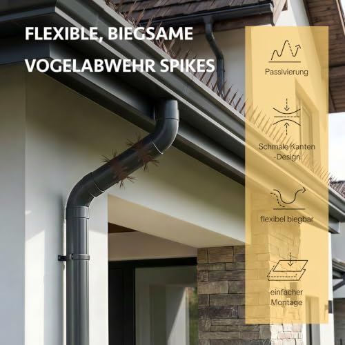 OFFO Bird Spikes for Outside, 304 Stainless Steel, 5 Pack 5 Ft, Brown - color: Brown