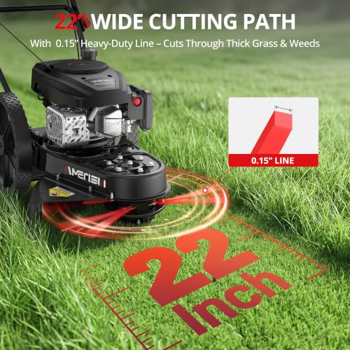 AMERISUN 22-Inch 170cc Walk Behind String Trimmer with 14-Inch High Wheels