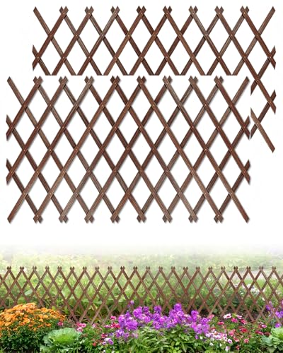 2 Pack Expandable Wooden Lattice Fence Panel, 2.2 x 5.2 Ft - color: 2 Pack, size: 2.2 x 5.2 ft