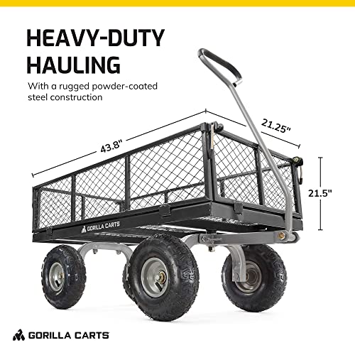Gorilla Carts Steel Utility Cart, 800 lb Capacity, 4 Cu Ft., Black, 2-Pack