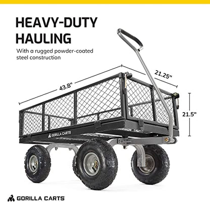 Gorilla Carts Steel Utility Cart, 800 lb Capacity, 4 Cu Ft., Black, 2-Pack