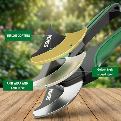 8.5" Bypass Pruning Shears, SK5 Steel Pruning Shears for Gardening, Garden Clippers with 2-Position Adjustable Jaw for Thick Branches, Landscaping - style: 8.5'' adjustable pruning shears