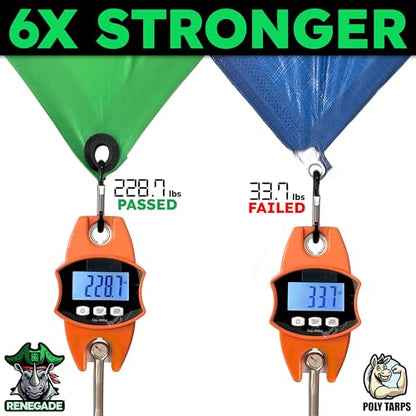RENEGADE Industrial Tarp 3x3 ft Green – 6X Stronger, Waterproof, UV-Resistant, PFAS-Free – Heavy Duty Tarpaulin Cover for Camping, Construction, Gardening, Car & Equipment Protection - color: Green, size: 3x3