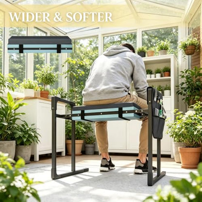 2-in-1 Garden Kneeler & Seat 330lb Capacity Folding Bench Tool Pouch