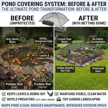 Heavy Duty Nylon Pond Cover Net 13x17 FT - Zippered Dome Mesh - size: 5x7FT