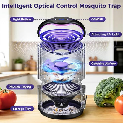 Fly Trap Indoor, Fruit Fly Traps for Indoors Suction &Adjust Light, Black - color: Black